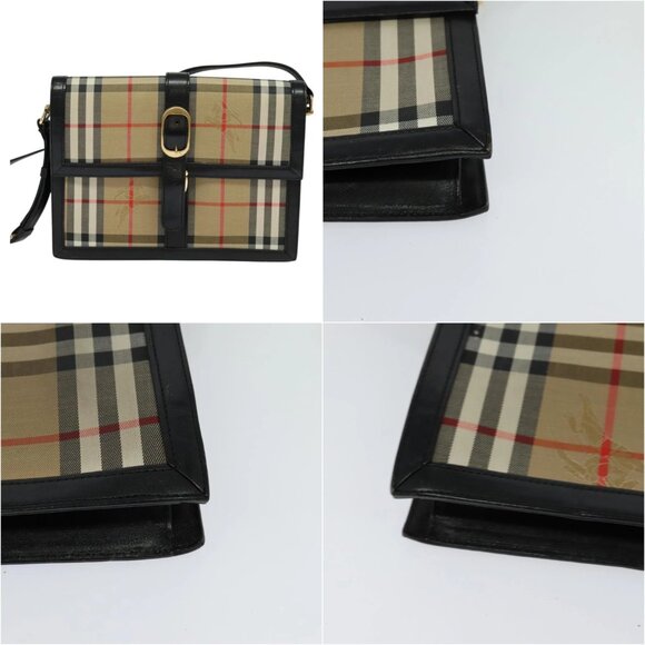 Burberrys Nova Check Shoulder Bag Canvas Beige Gold black Auth BD1811 - Picture 14 of 14